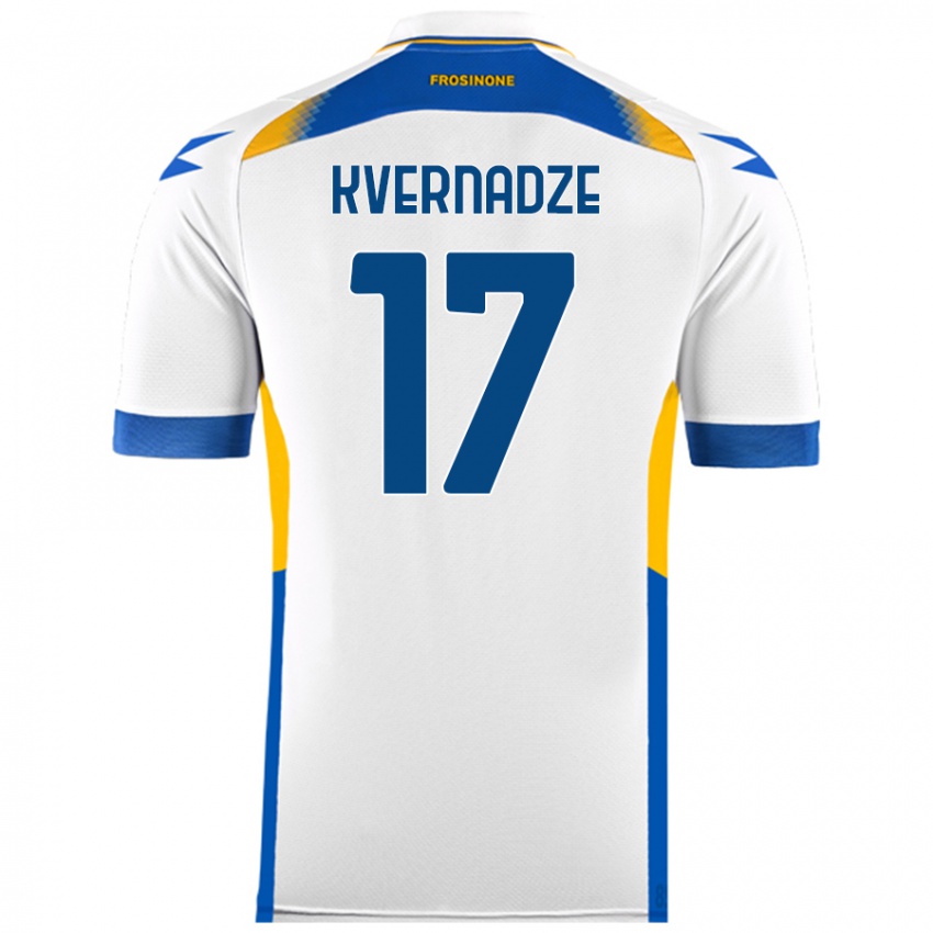 Børn Giorgi Kvernadze #17 Hvid Udebane Spillertrøjer 2024/25 Trøje T-Shirt