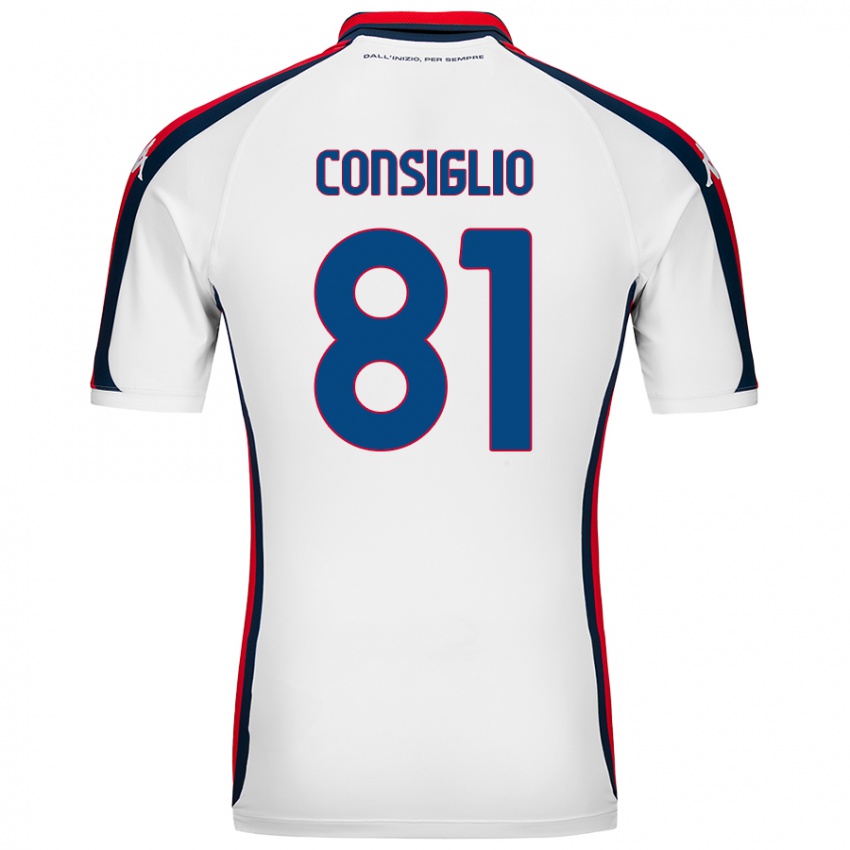 Børn Leonardo Consiglio #81 Hvid Udebane Spillertrøjer 2024/25 Trøje T-Shirt