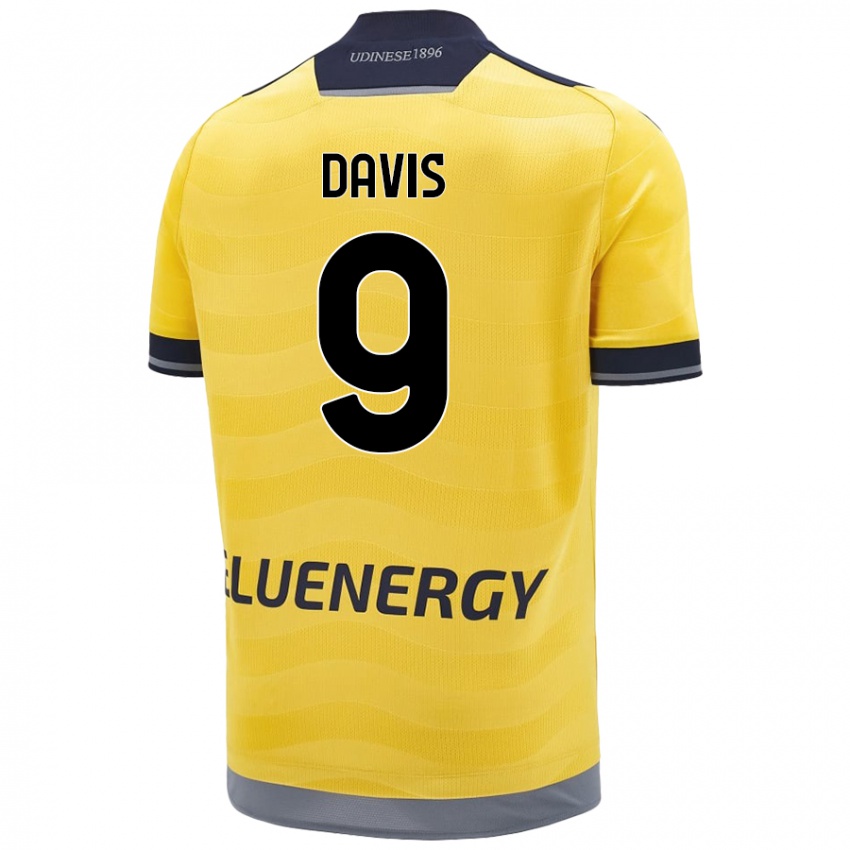 Børn Keinan Davis #9 Gylden Udebane Spillertrøjer 2024/25 Trøje T-Shirt