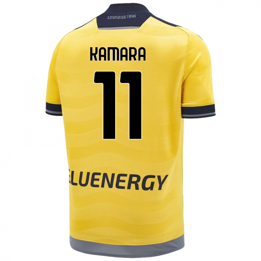 Børn Hassane Kamara #11 Gylden Udebane Spillertrøjer 2024/25 Trøje T-Shirt