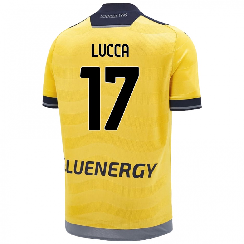 Børn Lorenzo Lucca #17 Gylden Udebane Spillertrøjer 2024/25 Trøje T-Shirt