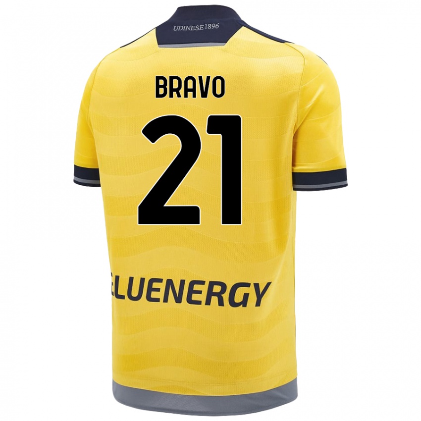 Børn Iker Bravo #21 Gylden Udebane Spillertrøjer 2024/25 Trøje T-Shirt