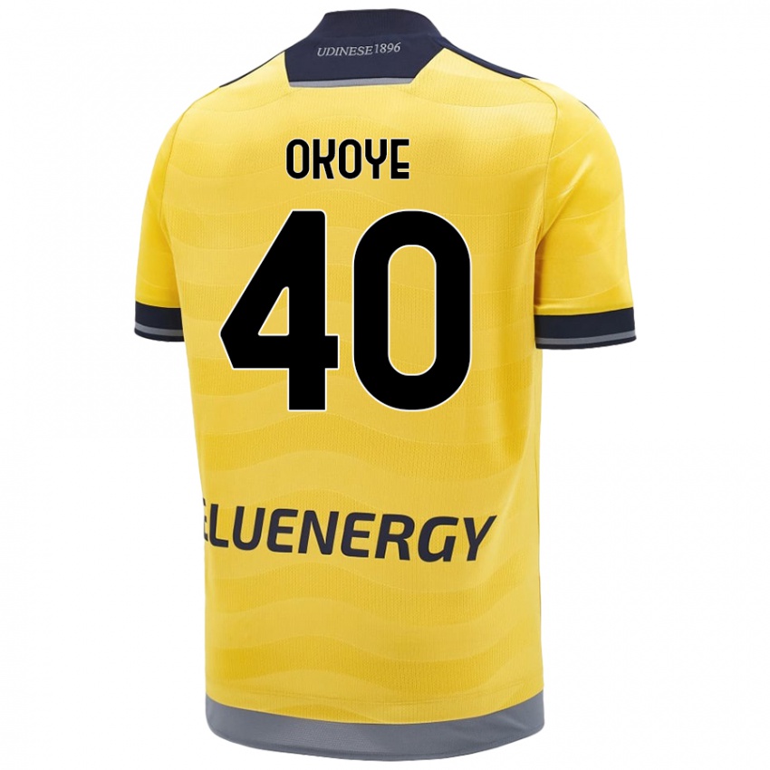 Børn Maduka Okoye #40 Gylden Udebane Spillertrøjer 2024/25 Trøje T-Shirt