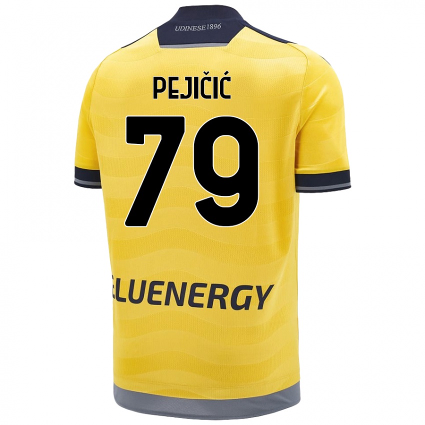 Børn David Pejičić #79 Gylden Udebane Spillertrøjer 2024/25 Trøje T-Shirt