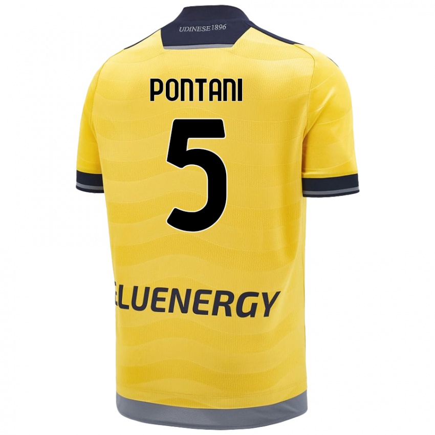 Børn Leonardo Pontani #5 Gylden Udebane Spillertrøjer 2024/25 Trøje T-Shirt