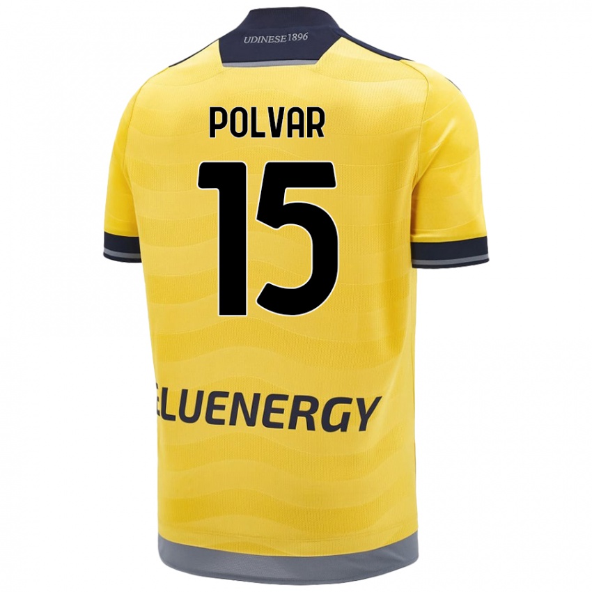 Børn Francesco Polvar #15 Gylden Udebane Spillertrøjer 2024/25 Trøje T-Shirt