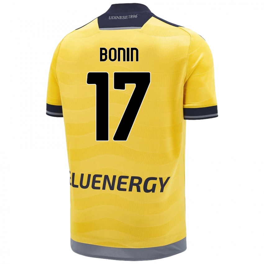 Børn Luca Bonin #17 Gylden Udebane Spillertrøjer 2024/25 Trøje T-Shirt