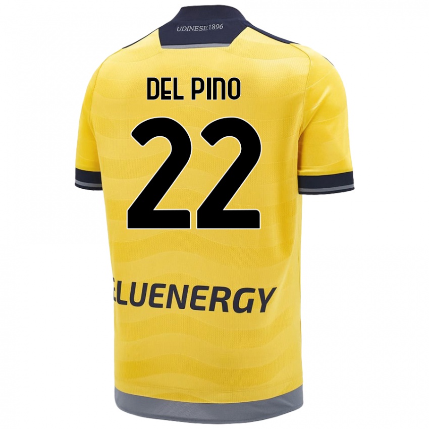 Børn Lorenzo Del Pino #22 Gylden Udebane Spillertrøjer 2024/25 Trøje T-Shirt