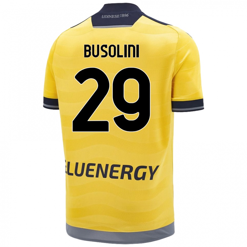 Børn Alessandro Busolini #29 Gylden Udebane Spillertrøjer 2024/25 Trøje T-Shirt