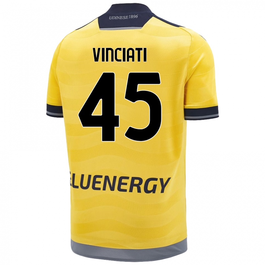 Børn Giulio Vinciati #45 Gylden Udebane Spillertrøjer 2024/25 Trøje T-Shirt