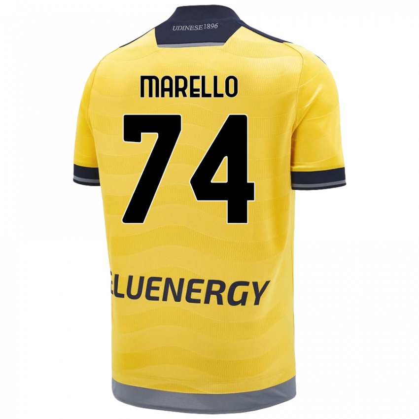 Børn Mattia Marello #74 Gylden Udebane Spillertrøjer 2024/25 Trøje T-Shirt