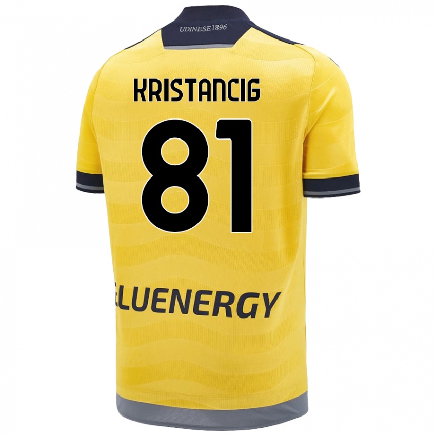 Børn Luca Kristancig #81 Gylden Udebane Spillertrøjer 2024/25 Trøje T-Shirt