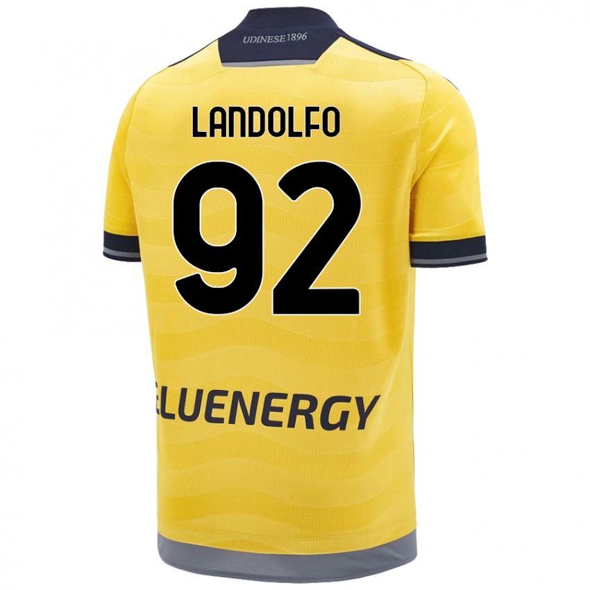 Børn Tommaso Landolfo #92 Gylden Udebane Spillertrøjer 2024/25 Trøje T-Shirt