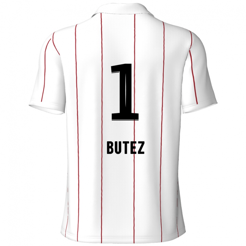 Børn Jean Butez #1 Hvid Sort Udebane Spillertrøjer 2024/25 Trøje T-Shirt