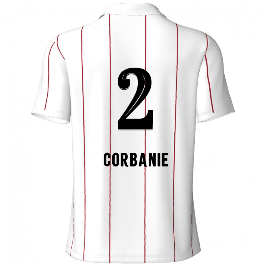 Børn Kobe Corbanie #2 Hvid Sort Udebane Spillertrøjer 2024/25 Trøje T-Shirt