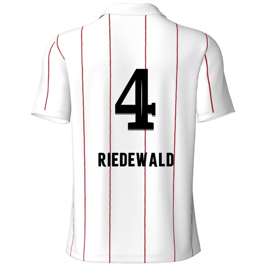 Børn Jairo Riedewald #4 Hvid Sort Udebane Spillertrøjer 2024/25 Trøje T-Shirt