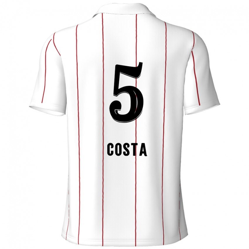 Børn Ayrton Costa #5 Hvid Sort Udebane Spillertrøjer 2024/25 Trøje T-Shirt