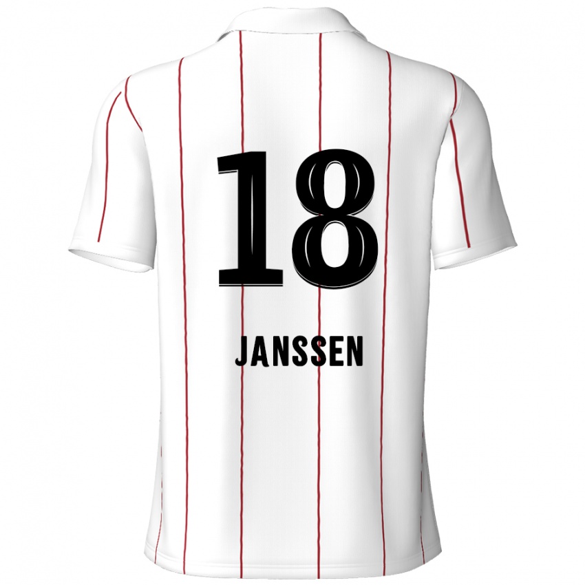 Børn Vincent Janssen #18 Hvid Sort Udebane Spillertrøjer 2024/25 Trøje T-Shirt