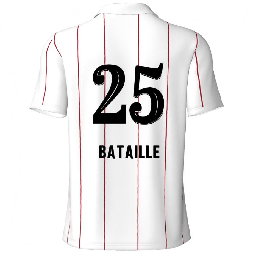 Børn Jelle Bataille #25 Hvid Sort Udebane Spillertrøjer 2024/25 Trøje T-Shirt