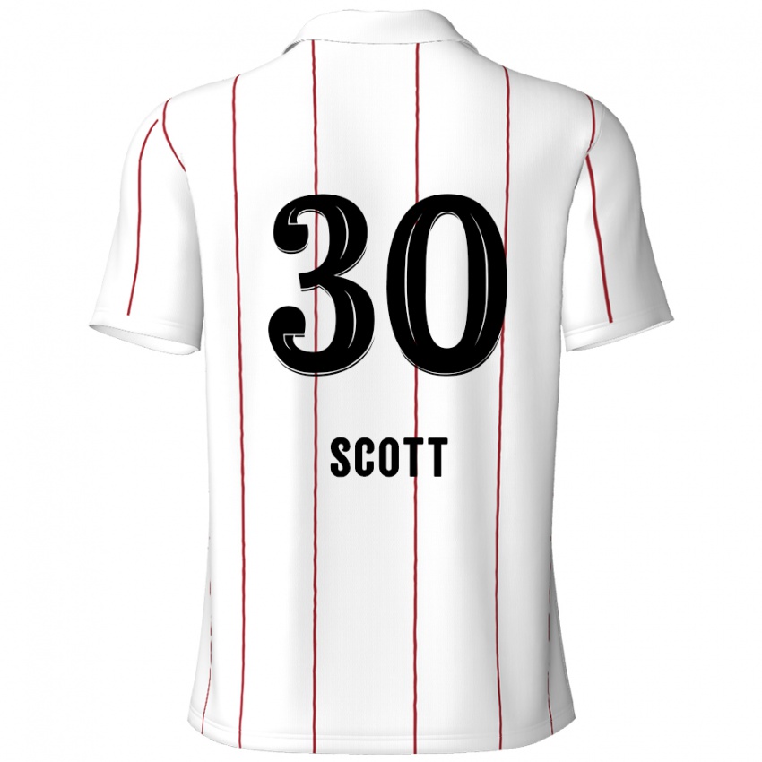 Børn Christopher Scott #30 Hvid Sort Udebane Spillertrøjer 2024/25 Trøje T-Shirt