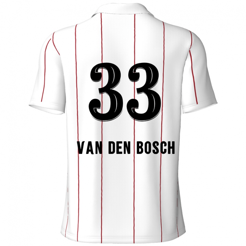 Børn Zeno Van Den Bosch #33 Hvid Sort Udebane Spillertrøjer 2024/25 Trøje T-Shirt