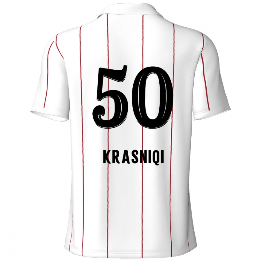 Børn Laurit Krasniqi #50 Hvid Sort Udebane Spillertrøjer 2024/25 Trøje T-Shirt