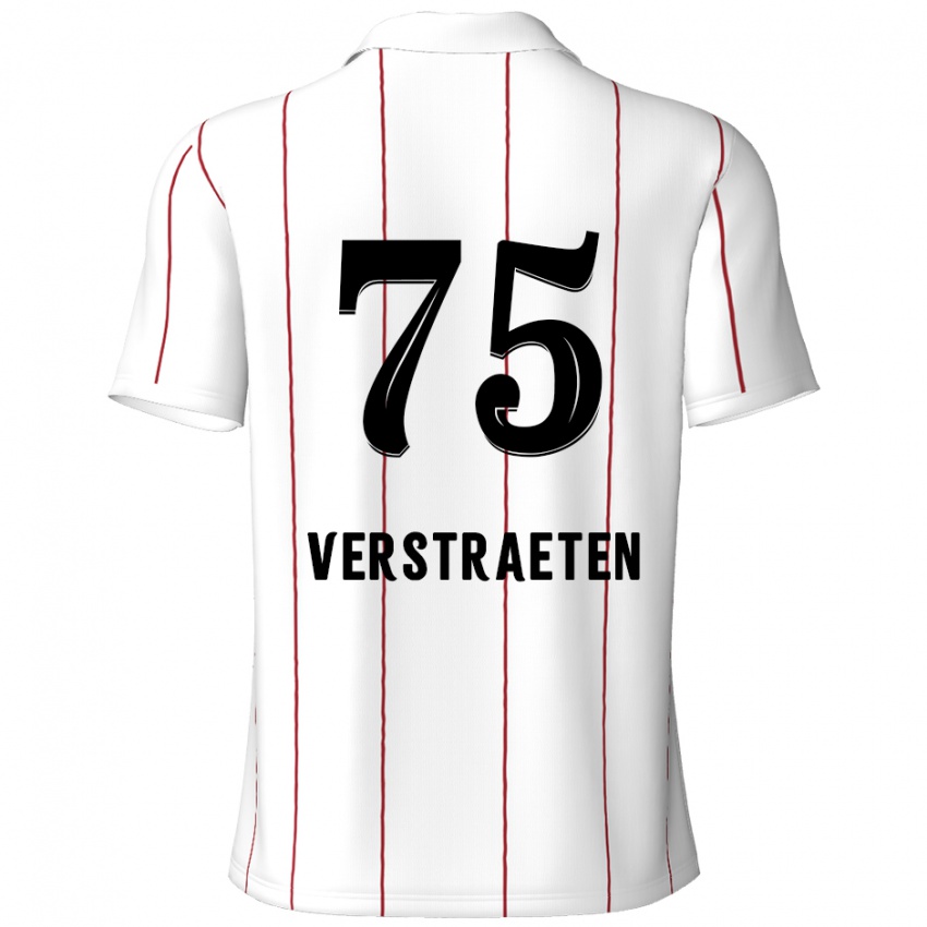 Børn Andreas Verstraeten #75 Hvid Sort Udebane Spillertrøjer 2024/25 Trøje T-Shirt