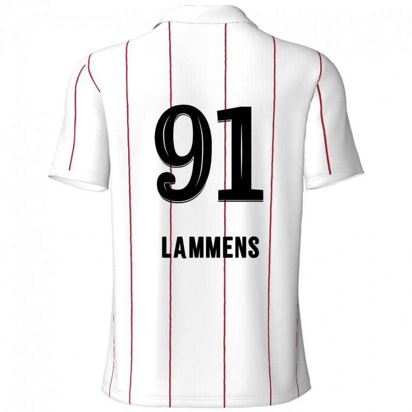 Børn Senne Lammens #91 Hvid Sort Udebane Spillertrøjer 2024/25 Trøje T-Shirt