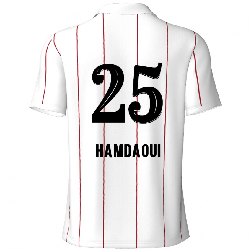 Børn Youssef Hamdaoui #25 Hvid Sort Udebane Spillertrøjer 2024/25 Trøje T-Shirt