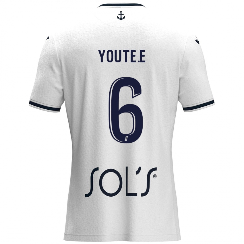 Børn Étienne Youté Kinkoué #6 Hvid Mørkeblå Udebane Spillertrøjer 2024/25 Trøje T-Shirt