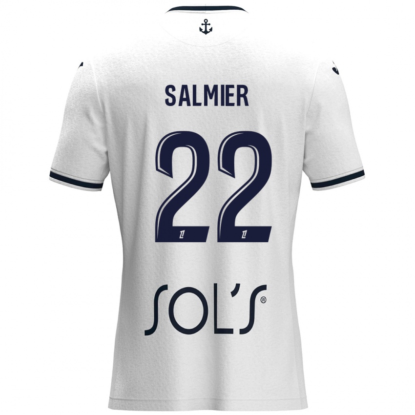 Børn Yoann Salmier #22 Hvid Mørkeblå Udebane Spillertrøjer 2024/25 Trøje T-Shirt