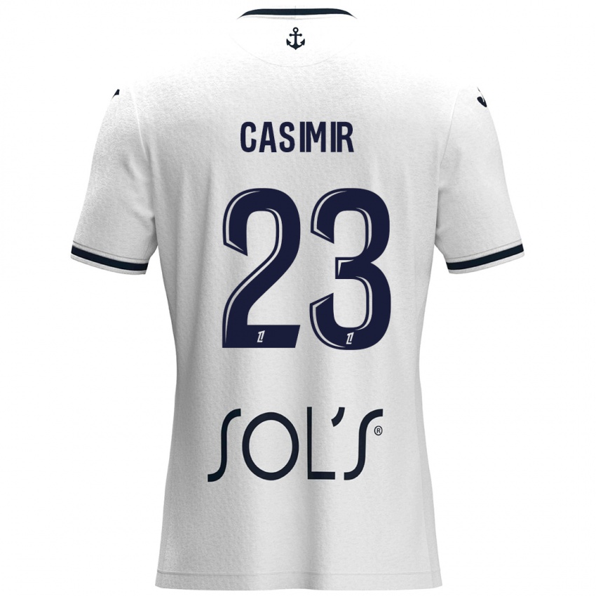 Børn Josué Casimir #23 Hvid Mørkeblå Udebane Spillertrøjer 2024/25 Trøje T-Shirt