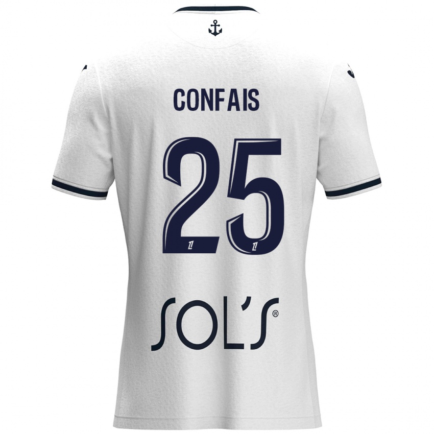 Børn Aloïs Confais #25 Hvid Mørkeblå Udebane Spillertrøjer 2024/25 Trøje T-Shirt