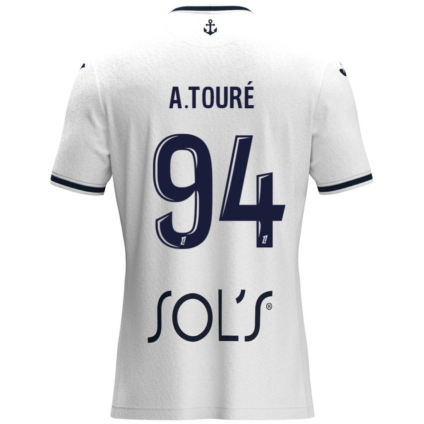 Børn Abdoulaye Touré #94 Hvid Mørkeblå Udebane Spillertrøjer 2024/25 Trøje T-Shirt