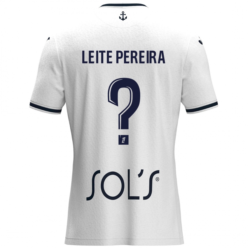 Børn Matéo Leite Pereira #0 Hvid Mørkeblå Udebane Spillertrøjer 2024/25 Trøje T-Shirt