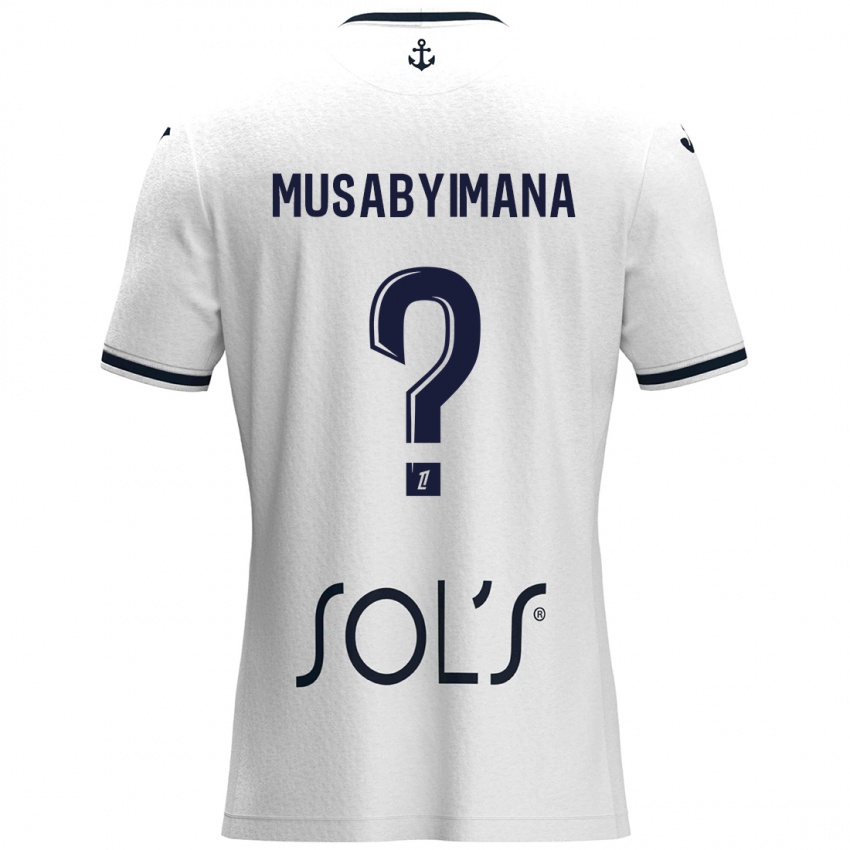 Børn Thierry Musabyimana #0 Hvid Mørkeblå Udebane Spillertrøjer 2024/25 Trøje T-Shirt