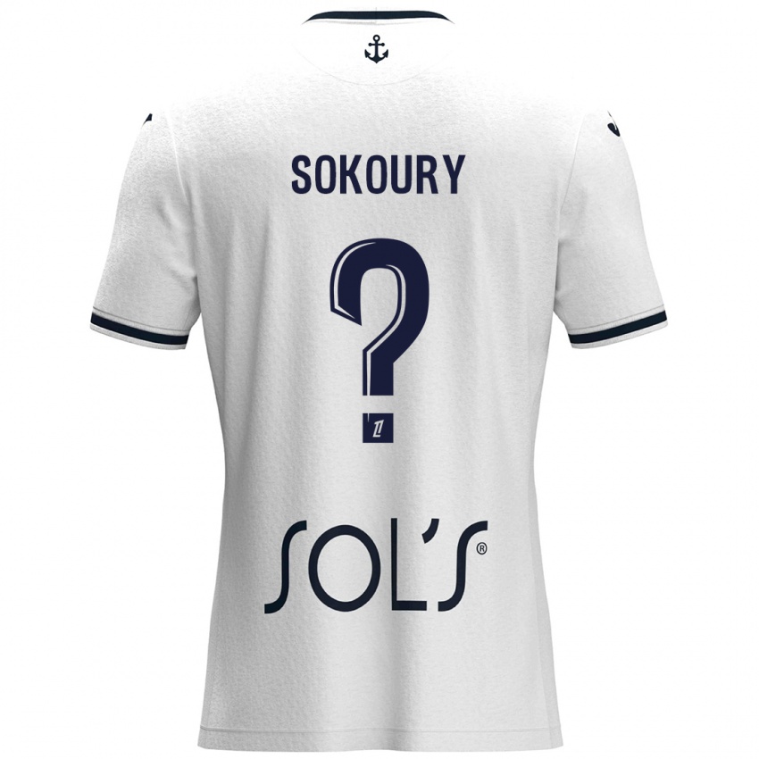 Børn Junior Sokoury #0 Hvid Mørkeblå Udebane Spillertrøjer 2024/25 Trøje T-Shirt