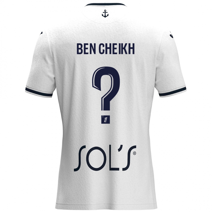 Børn Ayman Ben Cheikh #0 Hvid Mørkeblå Udebane Spillertrøjer 2024/25 Trøje T-Shirt