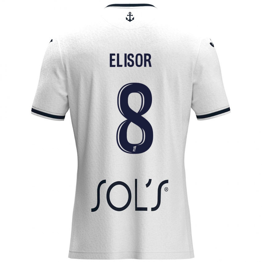 Børn Salomé Elisor #8 Hvid Mørkeblå Udebane Spillertrøjer 2024/25 Trøje T-Shirt