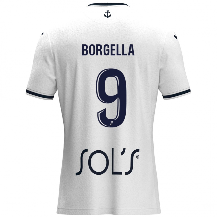 Børn Roselord Borgella #9 Hvid Mørkeblå Udebane Spillertrøjer 2024/25 Trøje T-Shirt