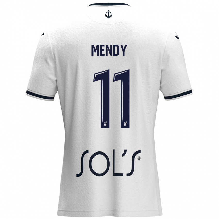 Børn Mélinda Mendy #11 Hvid Mørkeblå Udebane Spillertrøjer 2024/25 Trøje T-Shirt