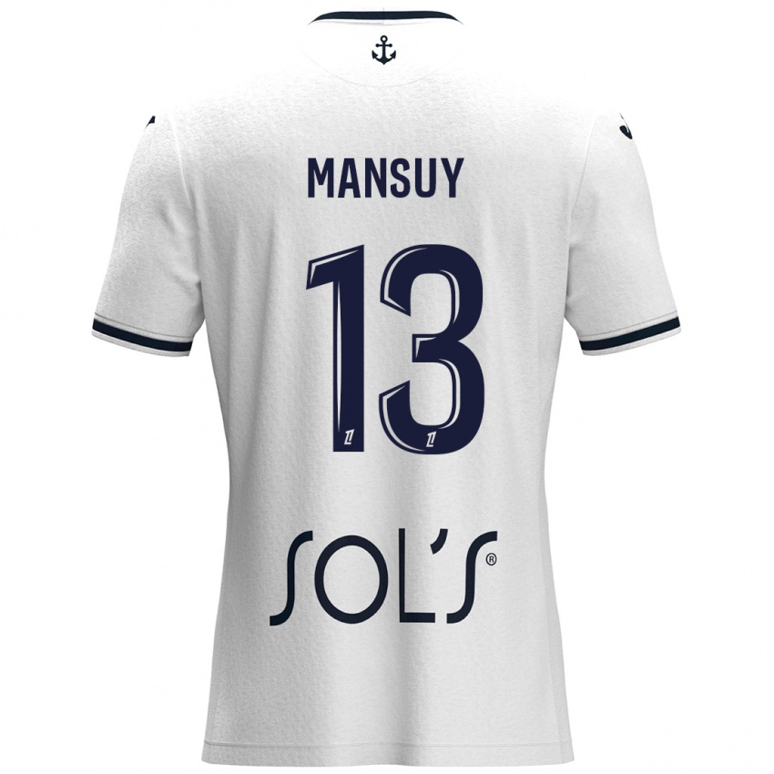 Børn Héloïse Mansuy #13 Hvid Mørkeblå Udebane Spillertrøjer 2024/25 Trøje T-Shirt