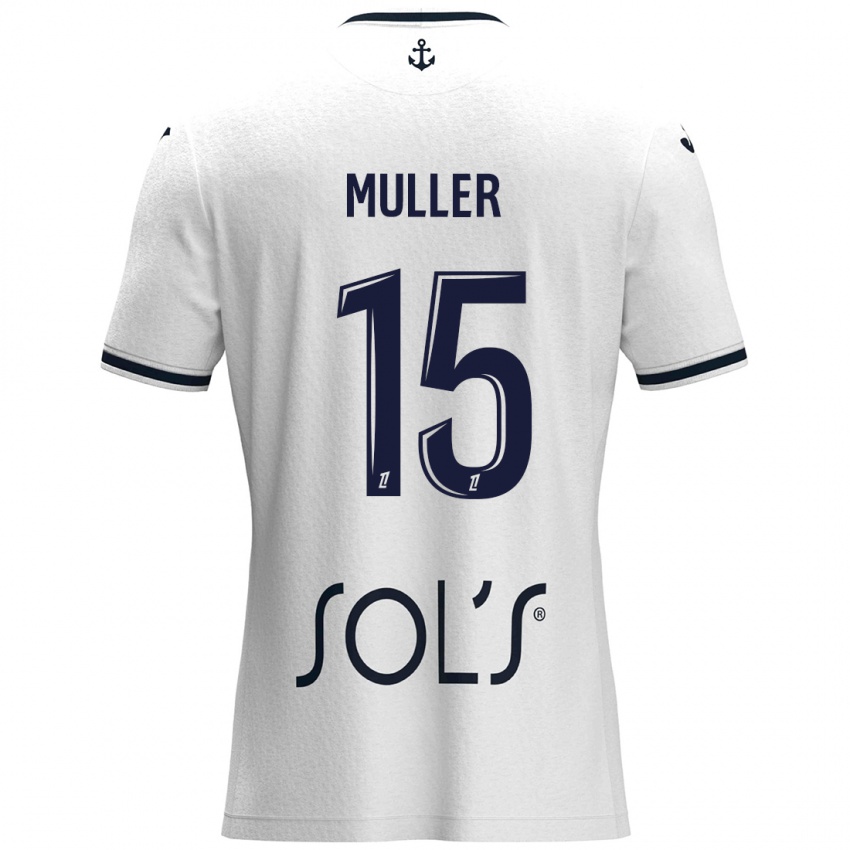 Børn Laura Muller #15 Hvid Mørkeblå Udebane Spillertrøjer 2024/25 Trøje T-Shirt