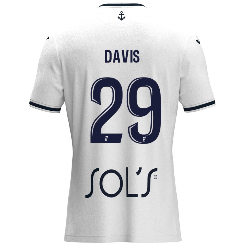 Børn Deja Davis #29 Hvid Mørkeblå Udebane Spillertrøjer 2024/25 Trøje T-Shirt