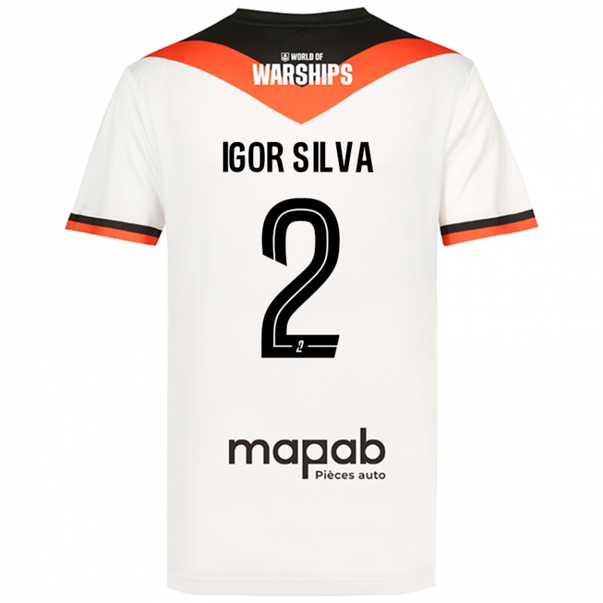 Børn Igor Silva #2 Hvid Udebane Spillertrøjer 2024/25 Trøje T-Shirt