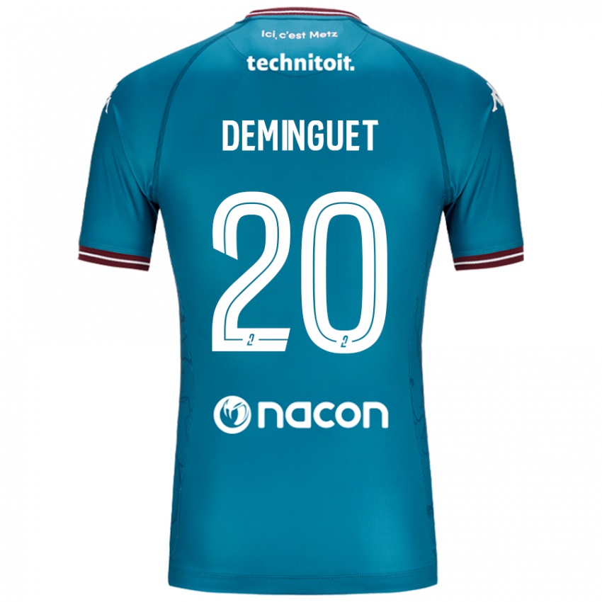 Børn Jessy Deminguet #20 Bleu Benzin Udebane Spillertrøjer 2024/25 Trøje T-Shirt