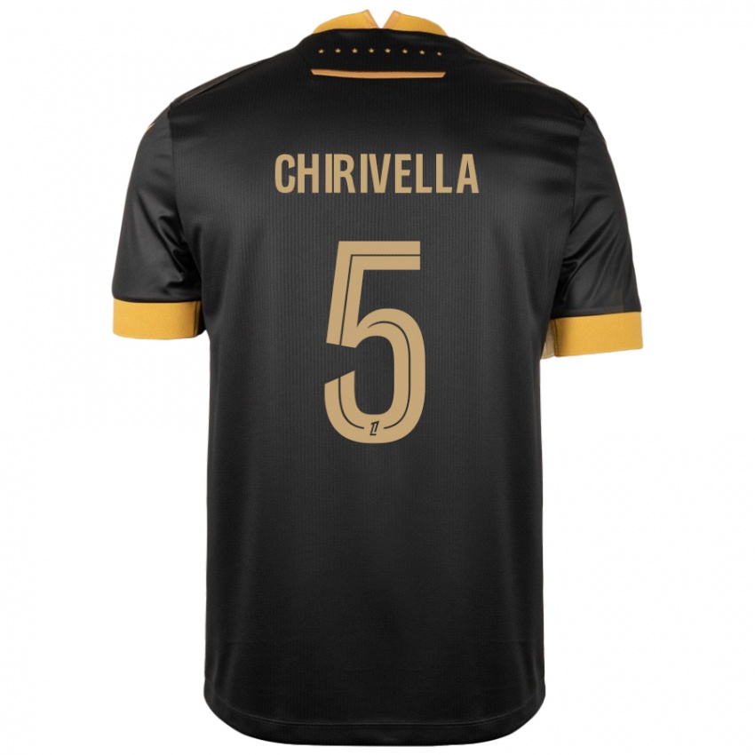 Børn Pedro Chirivella #5 Sort Brun Udebane Spillertrøjer 2024/25 Trøje T-Shirt