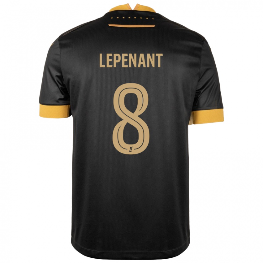 Børn Johann Lepenant #8 Sort Brun Udebane Spillertrøjer 2024/25 Trøje T-Shirt