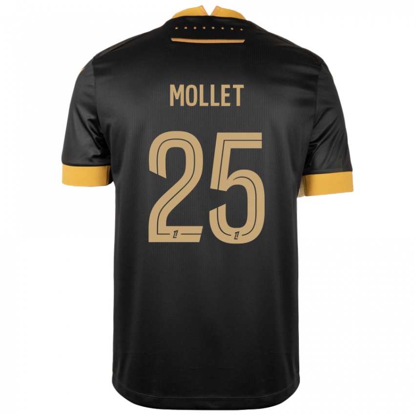 Børn Florent Mollet #25 Sort Brun Udebane Spillertrøjer 2024/25 Trøje T-Shirt