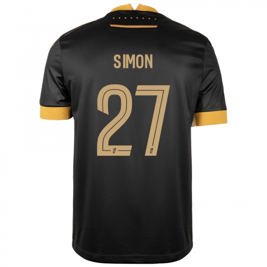 Børn Moses Simon #27 Sort Brun Udebane Spillertrøjer 2024/25 Trøje T-Shirt